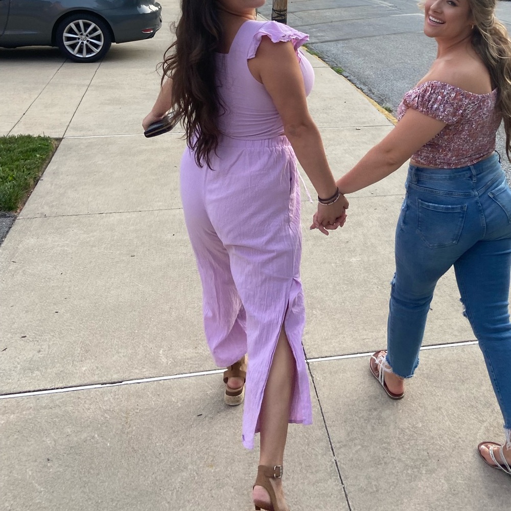 Pink Linen-Like Pant Set